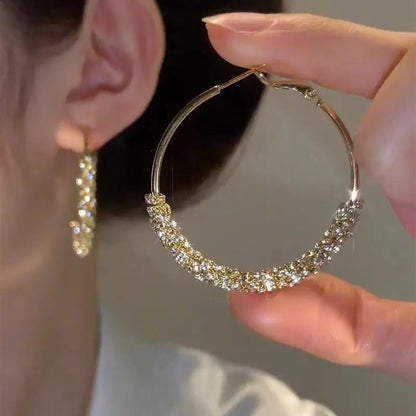 Big Full Crystal Circle Hoop Earrings