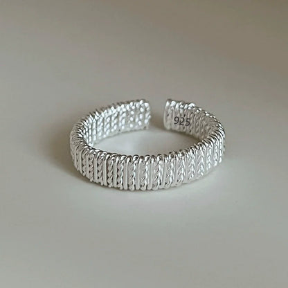 925 Sterling Silver Retro Hollow Wave Punk Hiphop Bohemia Rings