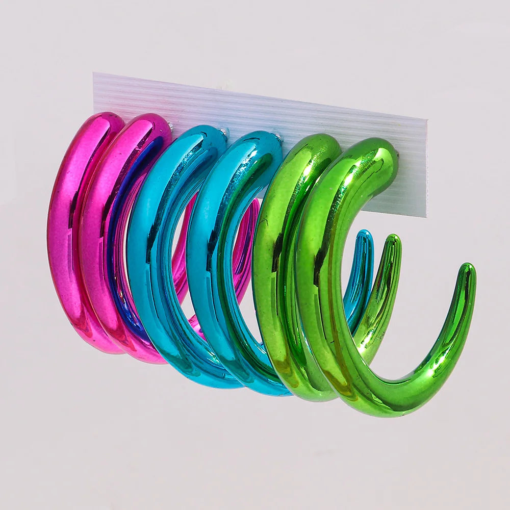 FishSheep Trendy Acrylic Geometric Circle Hoop Earrings Set