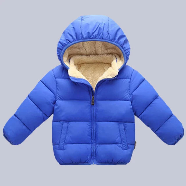 Winter Baby Kids Fleece Cartoon Warm Hooded Down Jackets