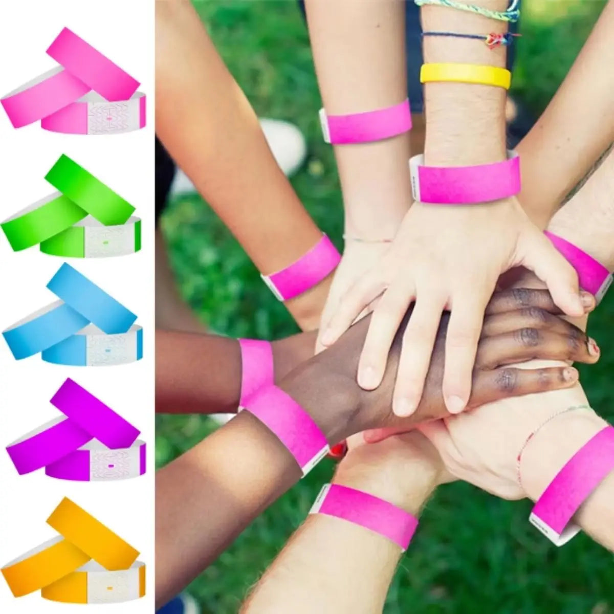 100Pcs Random Color Waterproof Wristbands