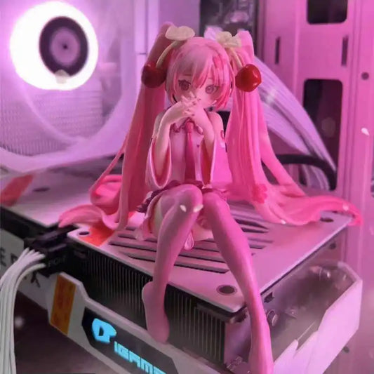 Hot Hatsune Miku Anime figure Pink dress model