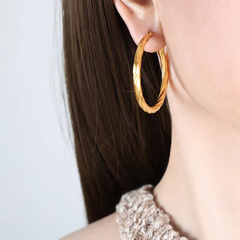 Round Hoop Stainless Steel Earrings