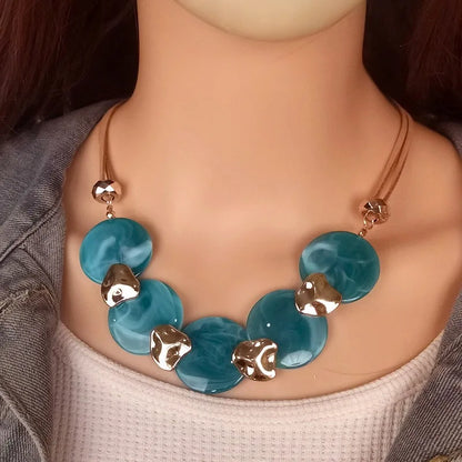 Bohemian Statement Acrylic Circular Pendants Necklace