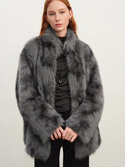 Winter Petite Mock Neck Short Hand Dyed Faux Fur Coat