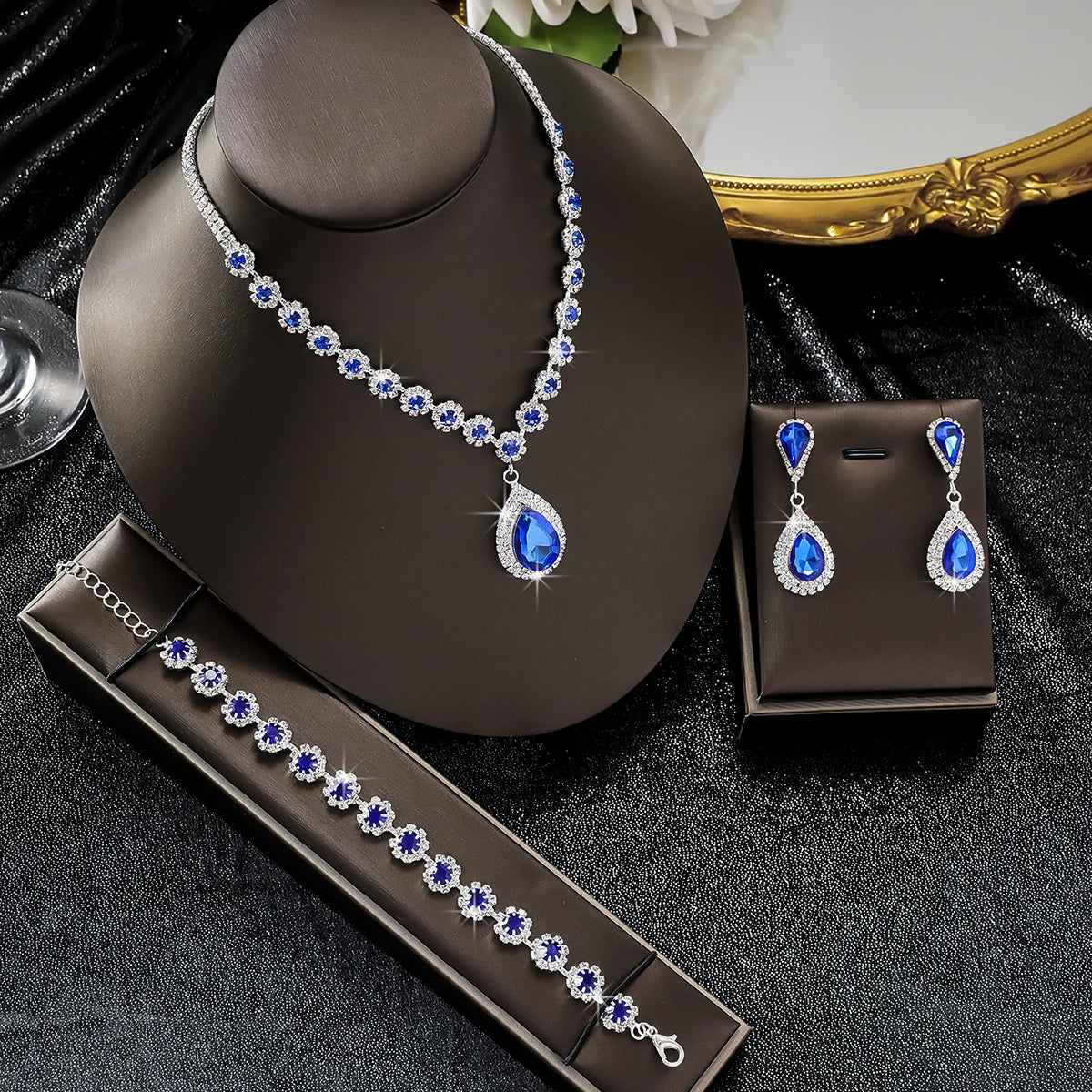 Waterdrop Flower Necklace Jewelry Set