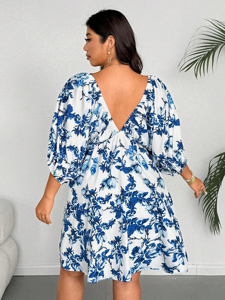 plus Size Romantic Floral Elegant Maxi Dress