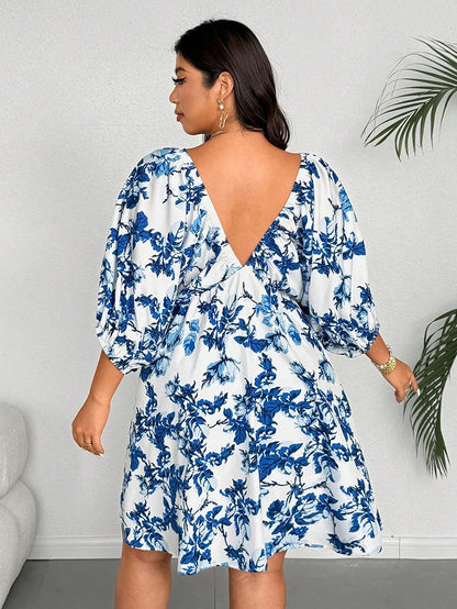plus Size Romantic Floral Elegant Maxi Dress