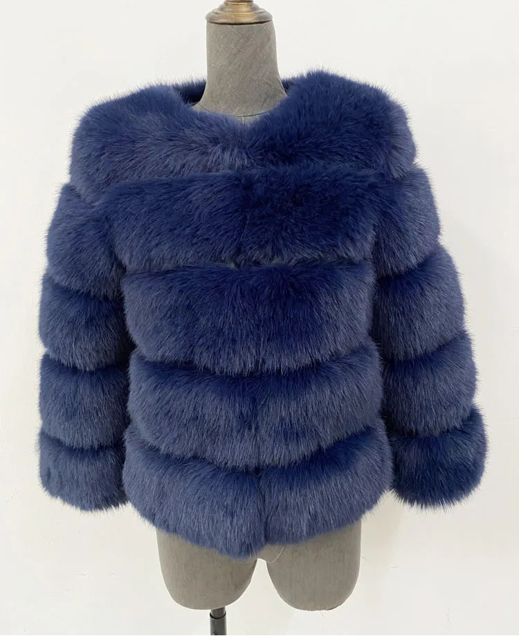 Chaqueta de piel sintética esponjosa de visón