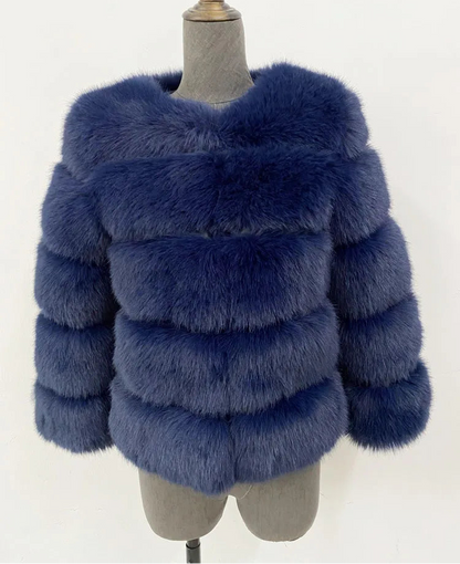 Chaqueta de piel sintética esponjosa de visón