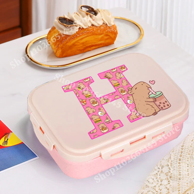 Capybara Cute Lunch Box Girls Capibara Letter A-Z Bento Box