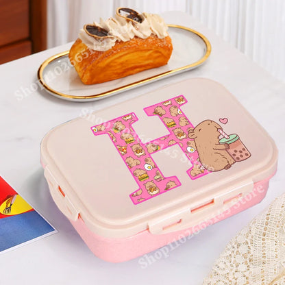 Capybara Cute Lunch Box Girls Capibara Letter A-Z Bento Box