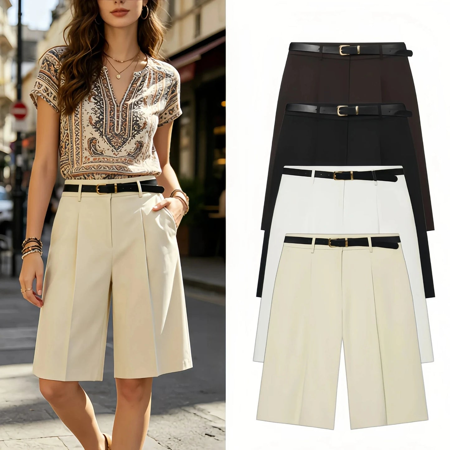 High Waist Summer Casual Wide Leg Straight Pants