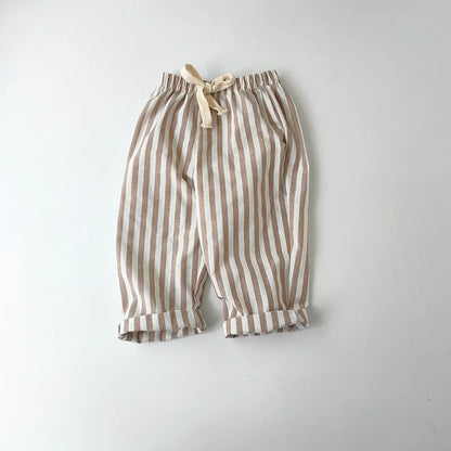 Linen Cotton Stripe Summer Pants