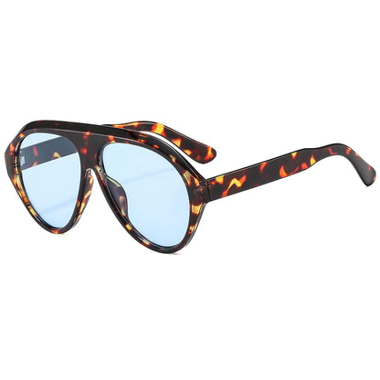Retro Oversized Pilot Oval Multi Color Lens Sun Glasses