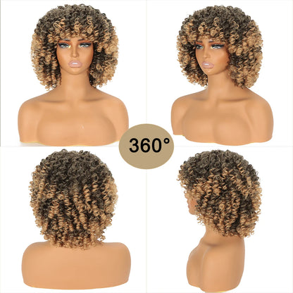 Blonde Curly Short Afro Kinky Curly Wigs