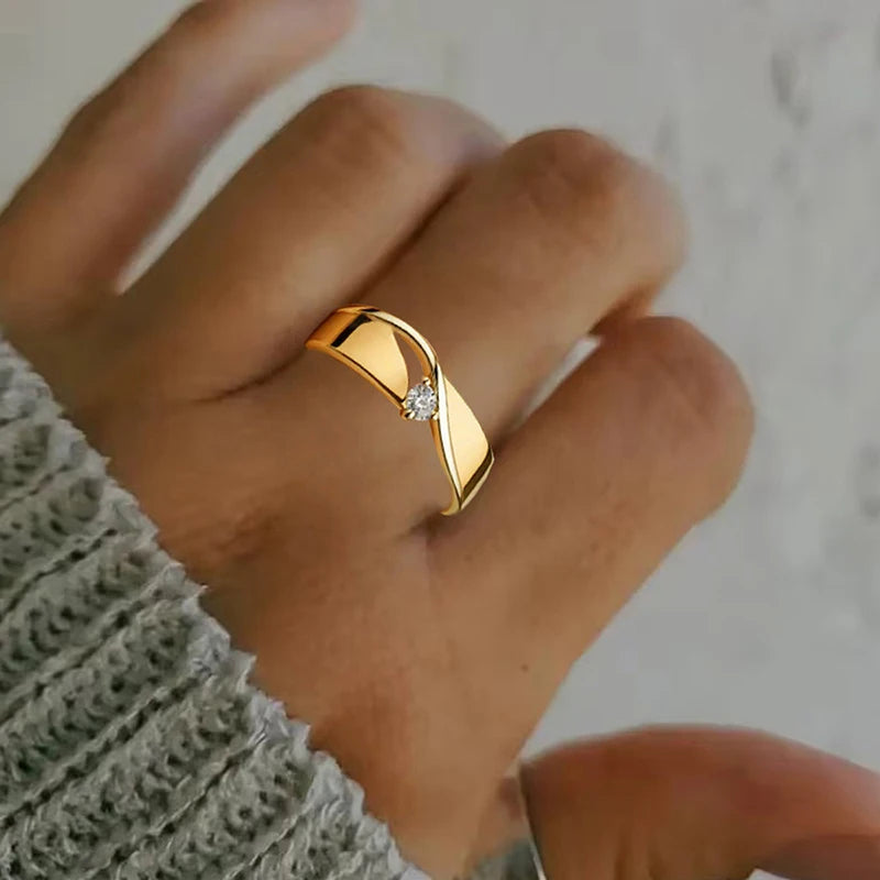 Small Cubic Zirconia Minimalist Engagement Rings