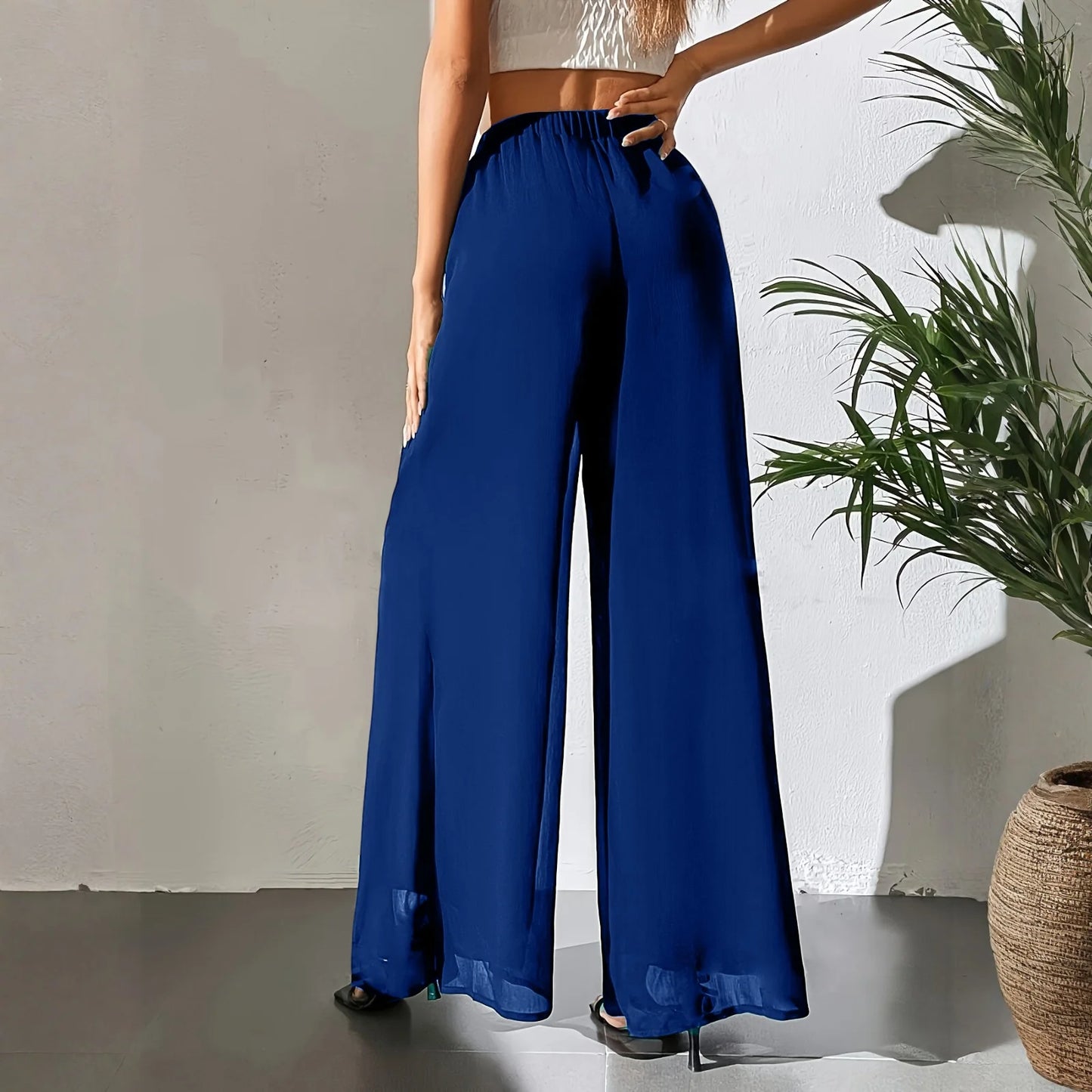Loose Ice Silk Chiffon Wide Legged Straight Pants