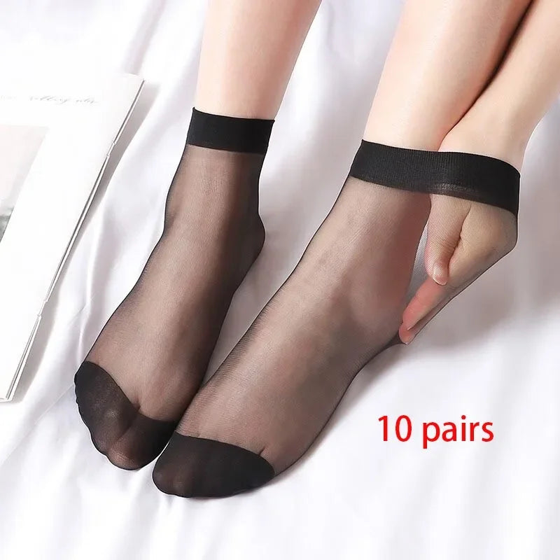Transparent Thin Crystal Silk Socks