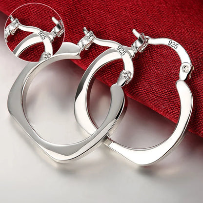 925 Sterling Silver Round Circle Hoop Earrings