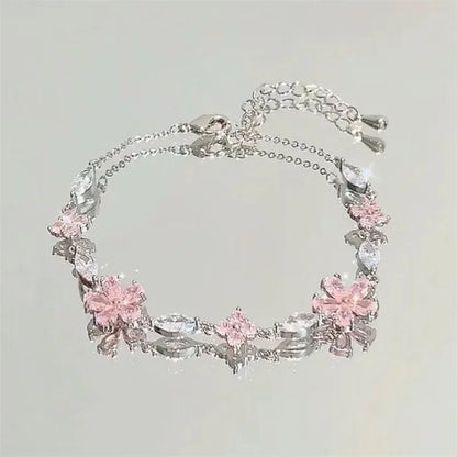 DANA Shiny Pink Crystal Cherry Blossom Bracelets