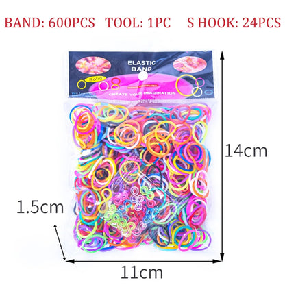 600pcs/lot Colorful Loom Rubber Wristbands Making Kit