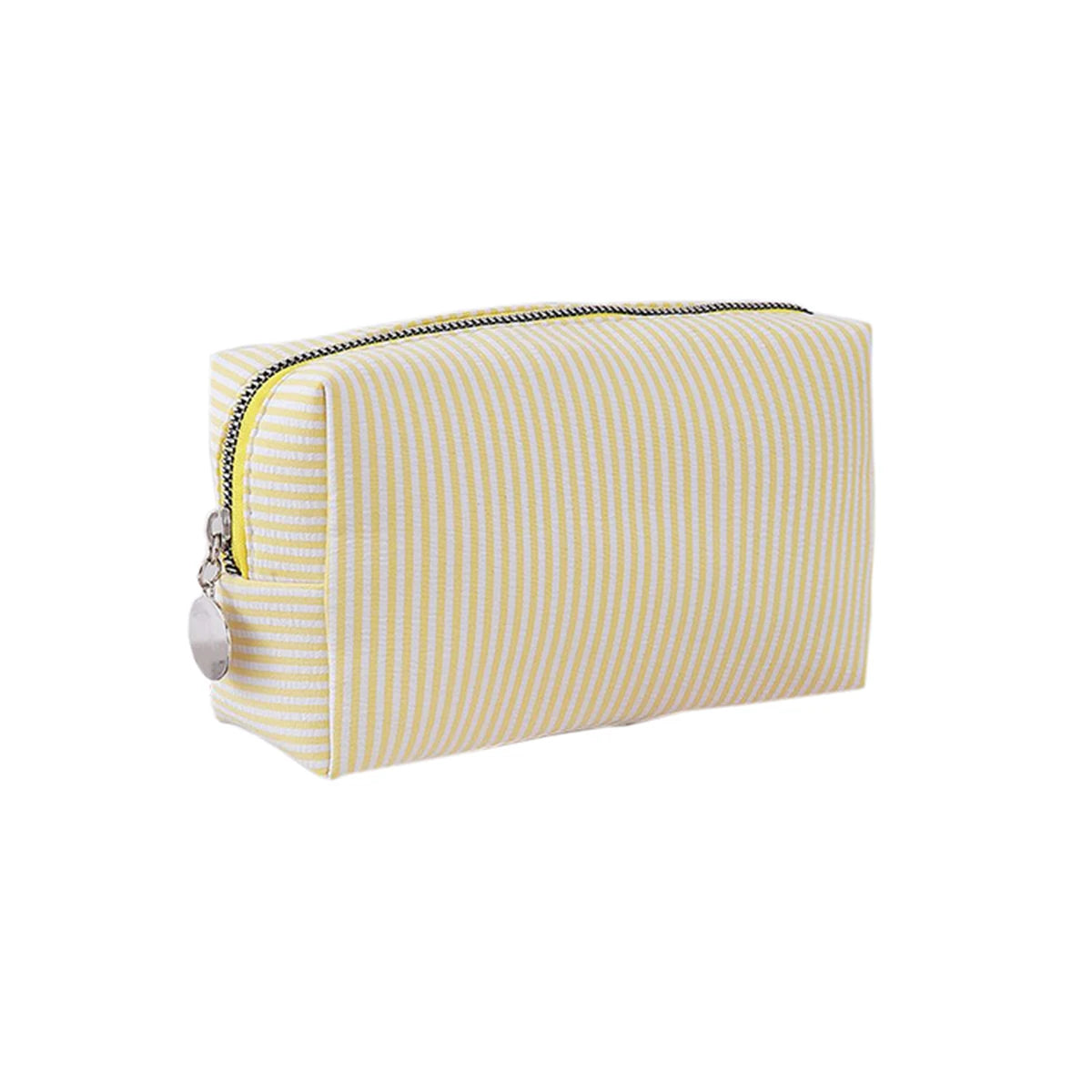 Cute Striped Canvas Pencil Case Small Travel Pouch with Zipper