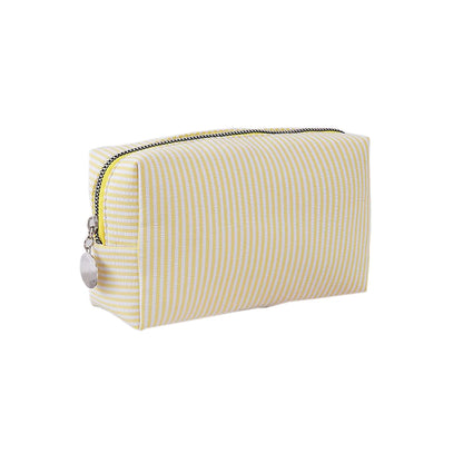 Cute Striped Canvas Pencil Case Small Travel Pouch with Zipper