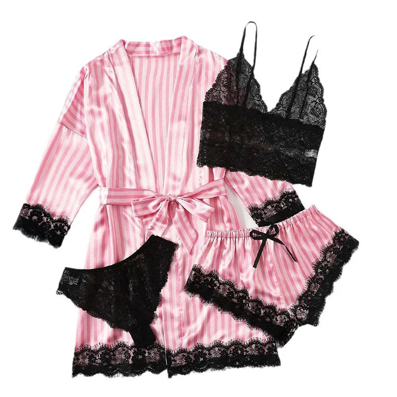 Faux Silk Satin Pajama Set