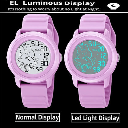 Unisex Digital Carton Rabbit LED Waterproof Watches