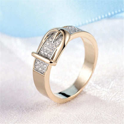 Belt Rings Creative Gold Silver Shiny Full Zircon Ring