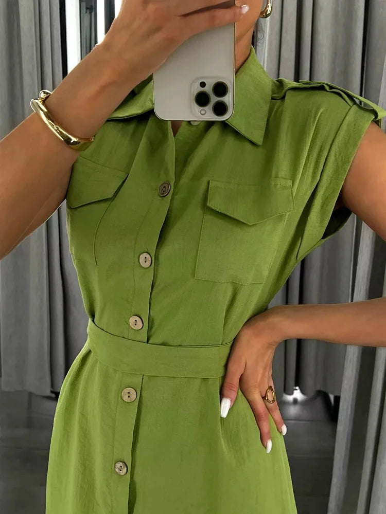 Casual Light Midi Dress Short Sleeve Dress