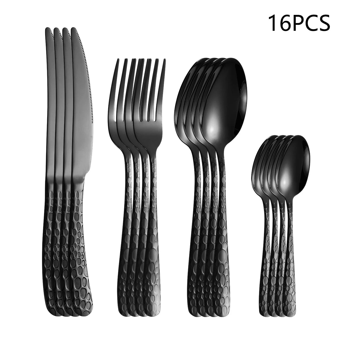 4/6/16/24pcs Black stainless steel cutlery knife