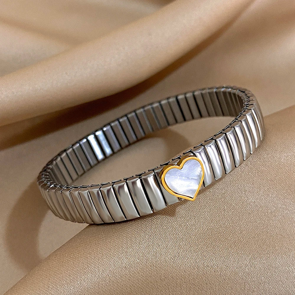 Gold Plated Stainless Steel Elastic Bangles Bracelet