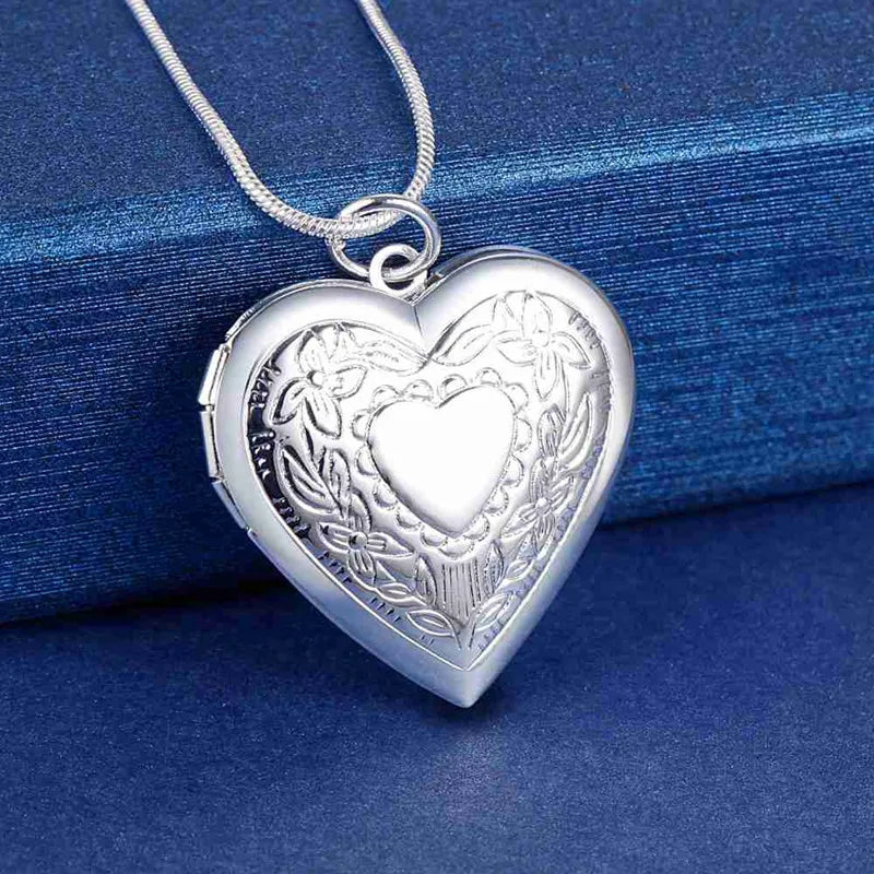 40-75cm 925 Sterling Silver seashell Photo open Frame Necklace