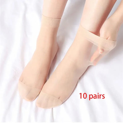 Transparent Thin Crystal Silk Socks