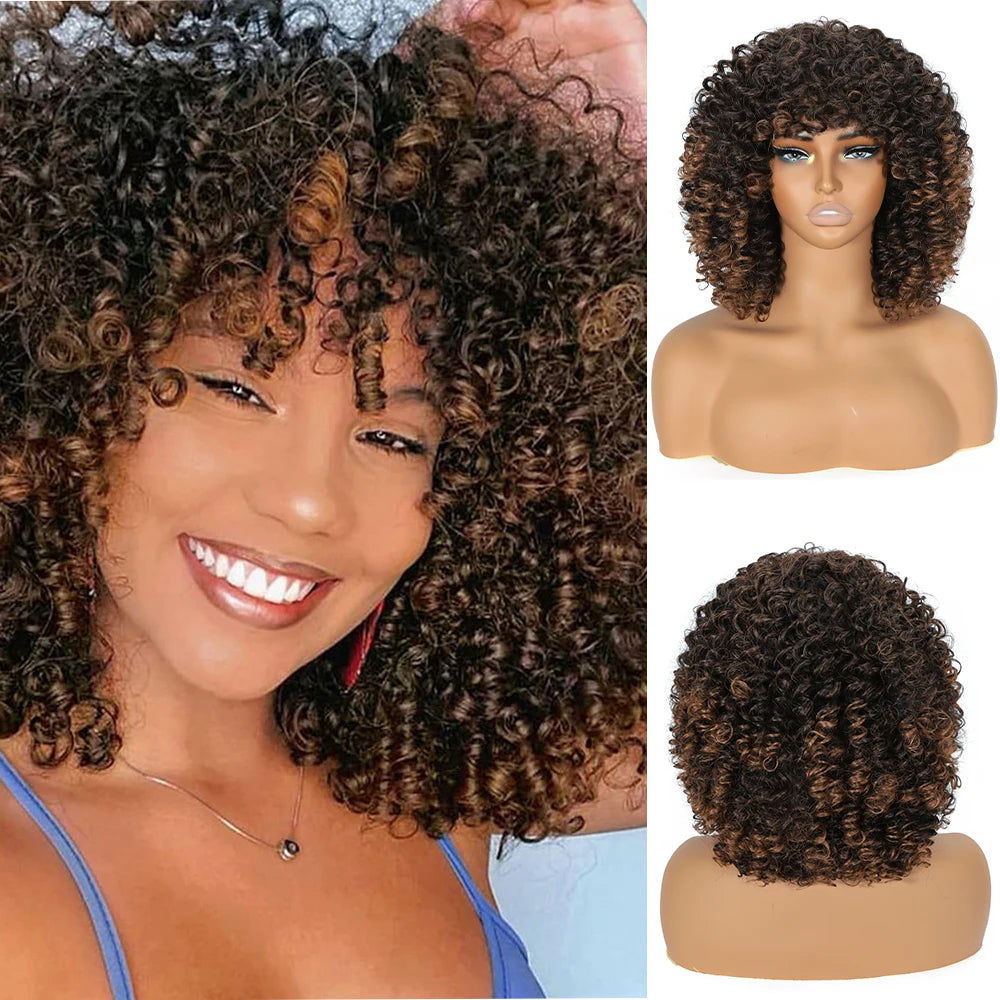 Blonde Curly Short Afro Kinky Curly Wigs