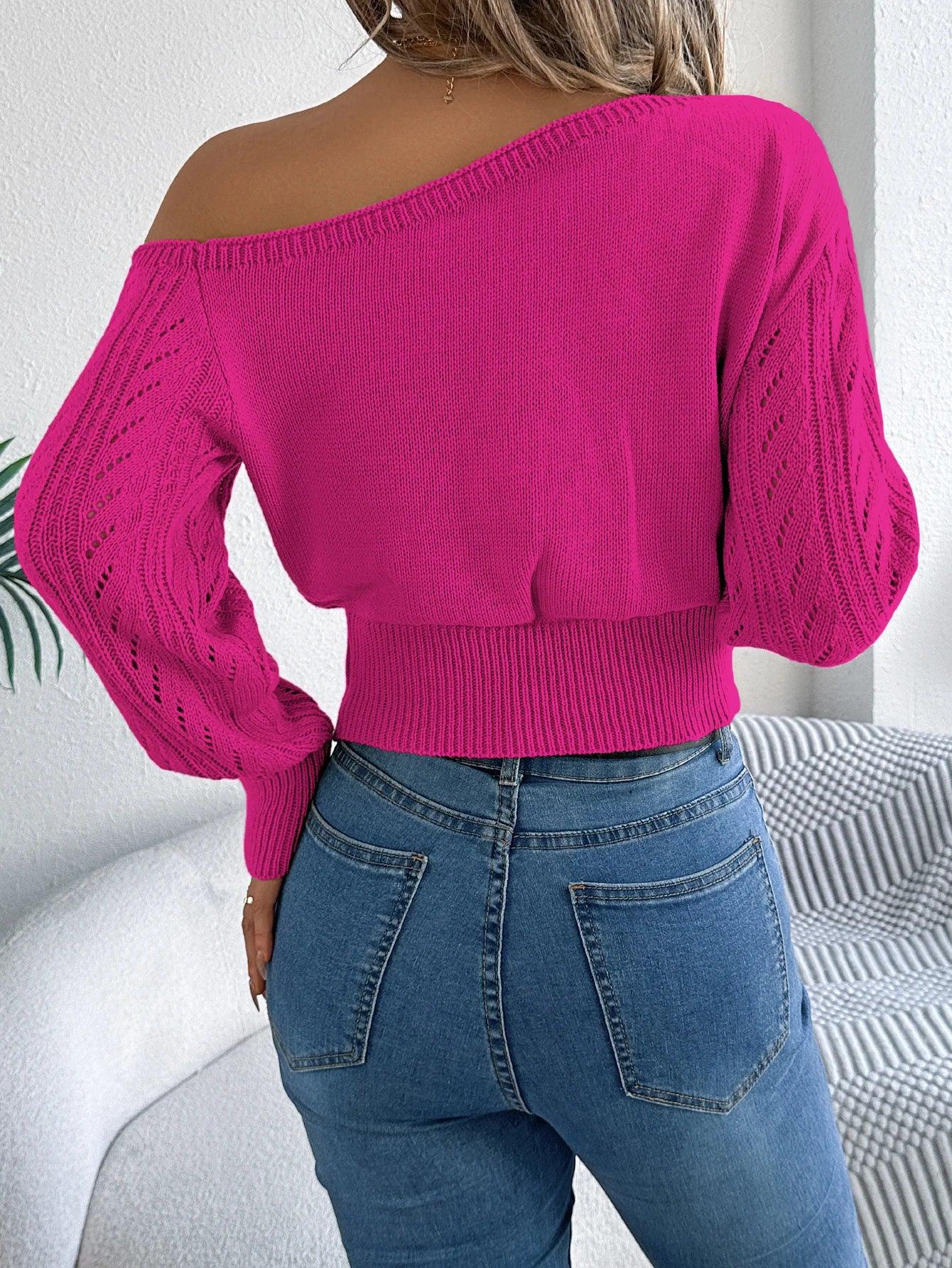 Casual Elegant Slash Neck Off shoulder Long Sleeved Pullover