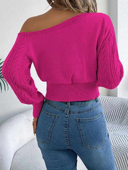 Casual Elegant Slash Neck Off shoulder Long Sleeved Pullover