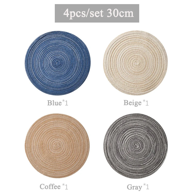 4/6pcs Round Table Mat Woven Bowl Pads