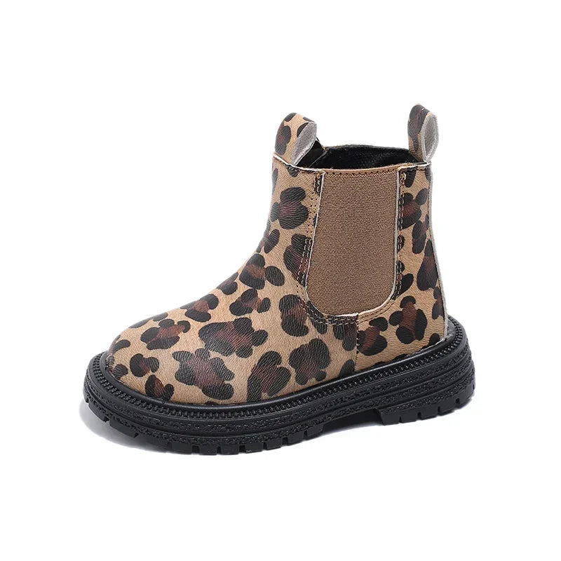 Leopard Classic Little Ankle Side Zipper Unisex Rubber Boots