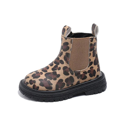 Leopard Classic Little Ankle Side Zipper Unisex Rubber Boots