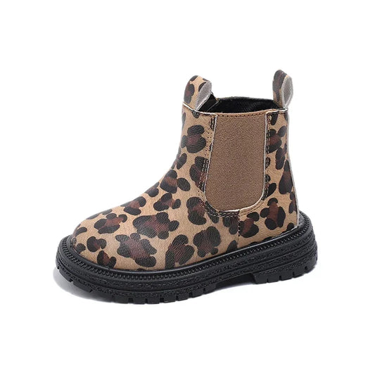 Leopard Classic Little Ankle Side Zipper Unisex Rubber Boots