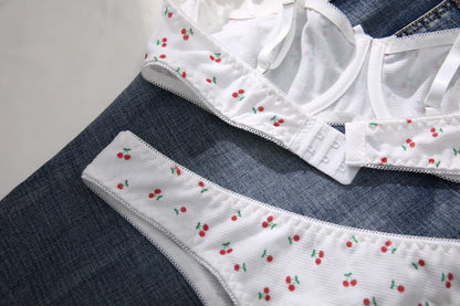2-Piece Set Cherry Print Comfortable Lingerie