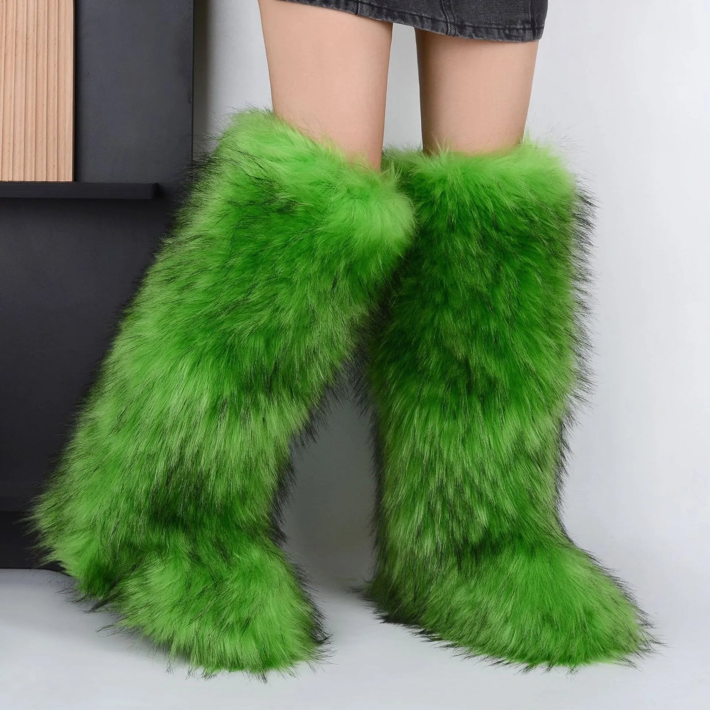 Thigh High Fluffy Furry Faux Fox Boots