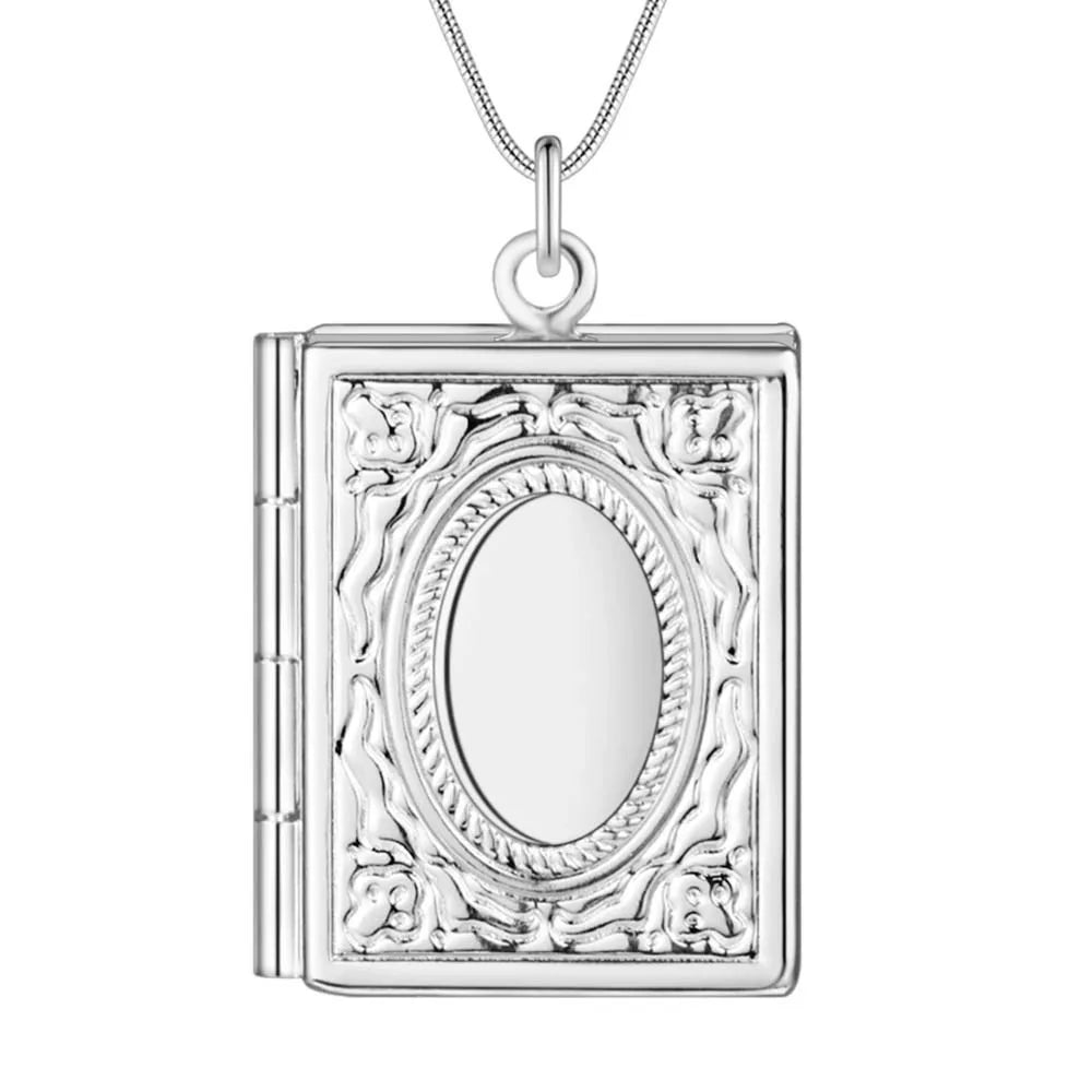 40-75cm 925 Sterling Silver seashell Photo open Frame Necklace