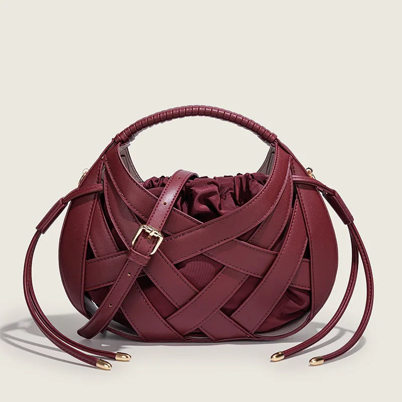 Woven Hollow Handbags Luxury Shoulder Messenger Small Totes Tassel Bag