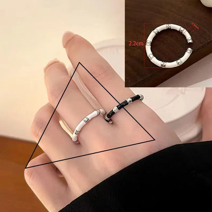 925 Sterling Silver Geometric Black Stone Rings