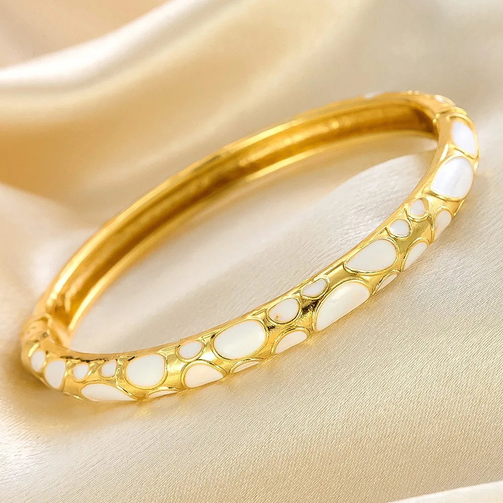 Enamel Dropped Glaze Flower Texture Bracelet