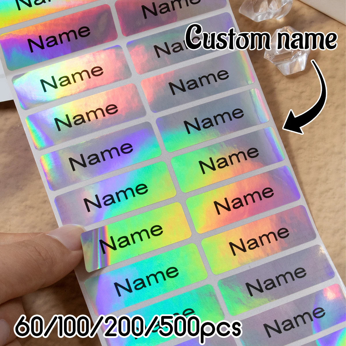 60-500Pcs Custom Waterproof Stickers Personalized Name Labels Stickers